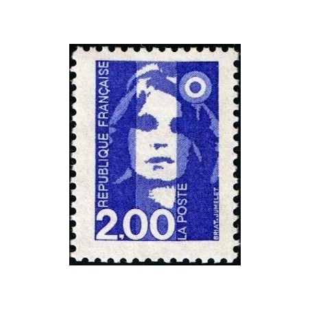 Timbre Yvert No 2906 Type Marianne du bicentenaire, 2fr bleu