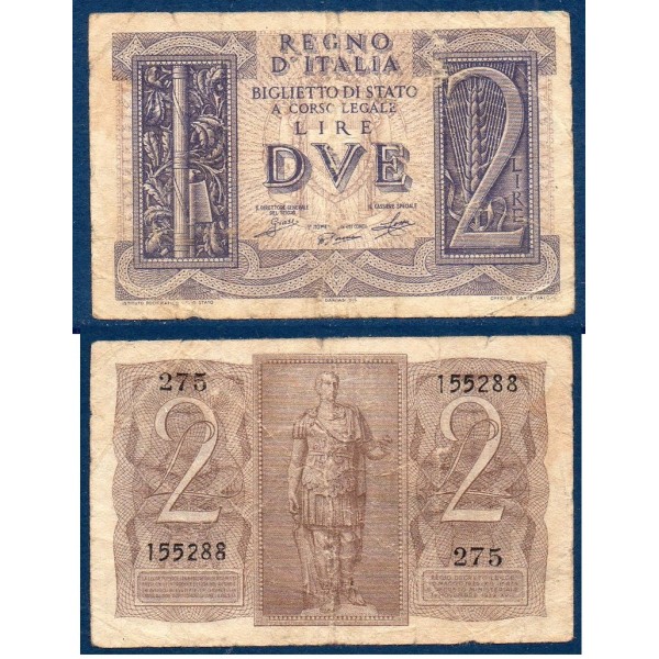 Italie Pick N°27, Billet de banque de 2 Lire 1939
