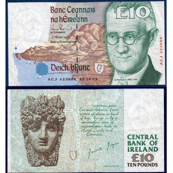 Irlande Pick N°76a, Billet de banque de 10 livres 1993-1994