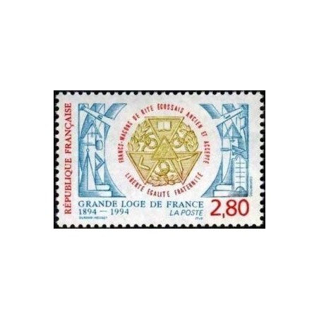 Timbre Yvert No 2912 La Grande Loge de France, centenaire