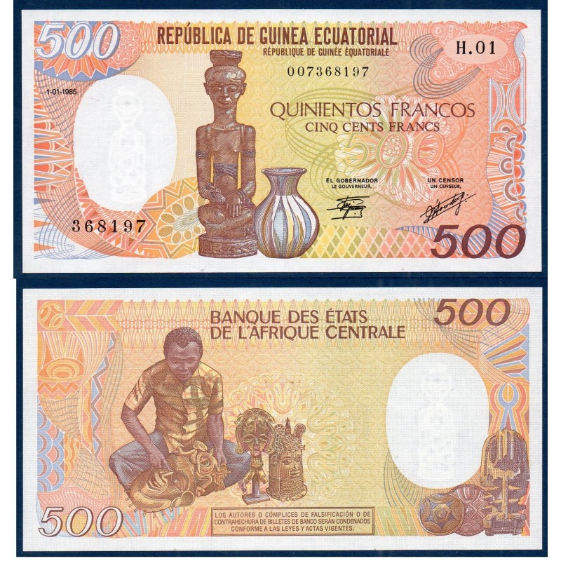Guinée Equatoriale Pick N°20, Billet de banque de 500 francos 1985