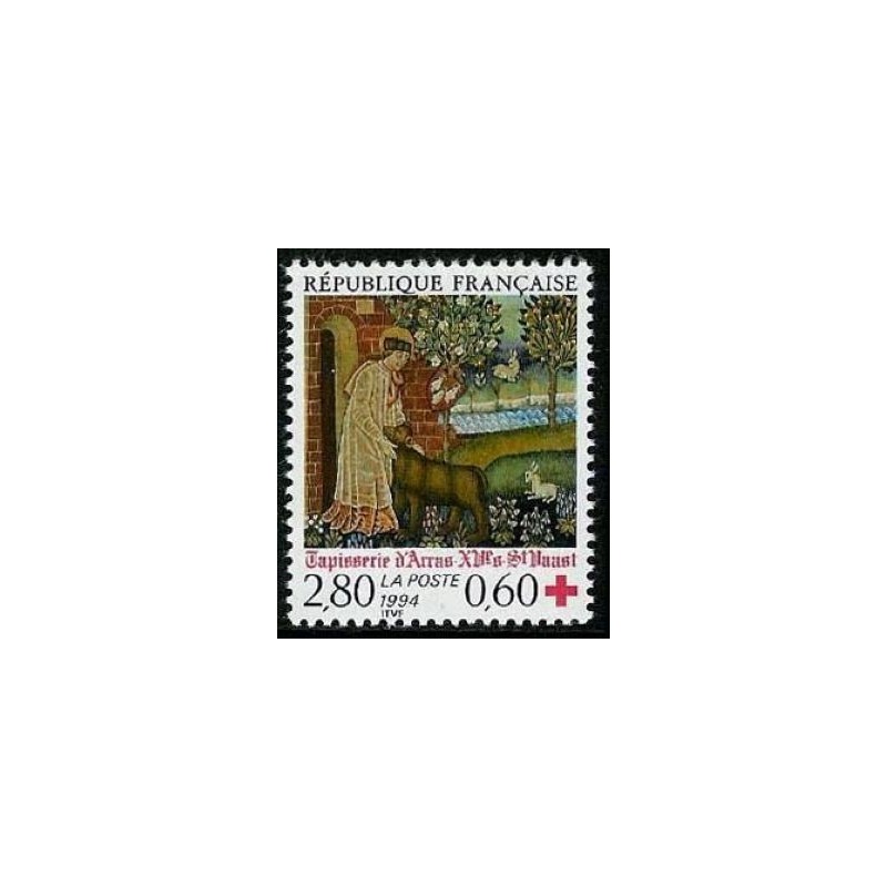 Timbre Yvert No 2915a Croix rouge, Issu de carnet, Tapisserie d'Arras, Saint Vaast