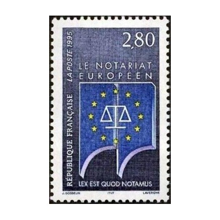 Timbre Yvert No 2924 Le notariat européen