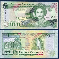 Caraïbes de l'est Pick N°26u Anguila Billet de banque de 5 dollars 1993