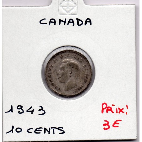 Canada 10 cents 1943 TTB, KM 34 pièce de monnaie