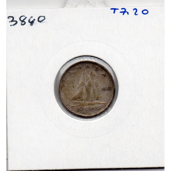 Canada 10 cents 1943 TTB, KM 34 pièce de monnaie