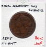 Etablissement des Détroits 1 cent 1875 TTB+, KM 9 pièce de monnaie
