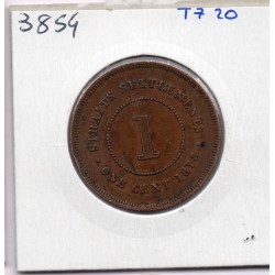 Etablissement des Détroits 1 cent 1875 TTB+, KM 9 pièce de monnaie