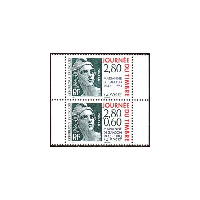 Timbre Yvert No P2934A  Journée du timbre, Marianne de Gandon, issu du carnet en paire