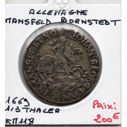 Mansfleld Bornstedt 1/3 Thaler 1669 Sup KM 118 pièce de monnaie