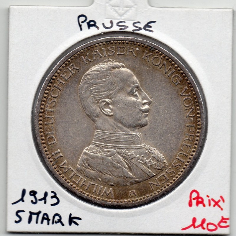 Prusse 5 mark 1913 A Sup+ KM 536 pièce de monnaie Prusse 5 mark 1913 A Sup+ KM 536 pièce de monnaie