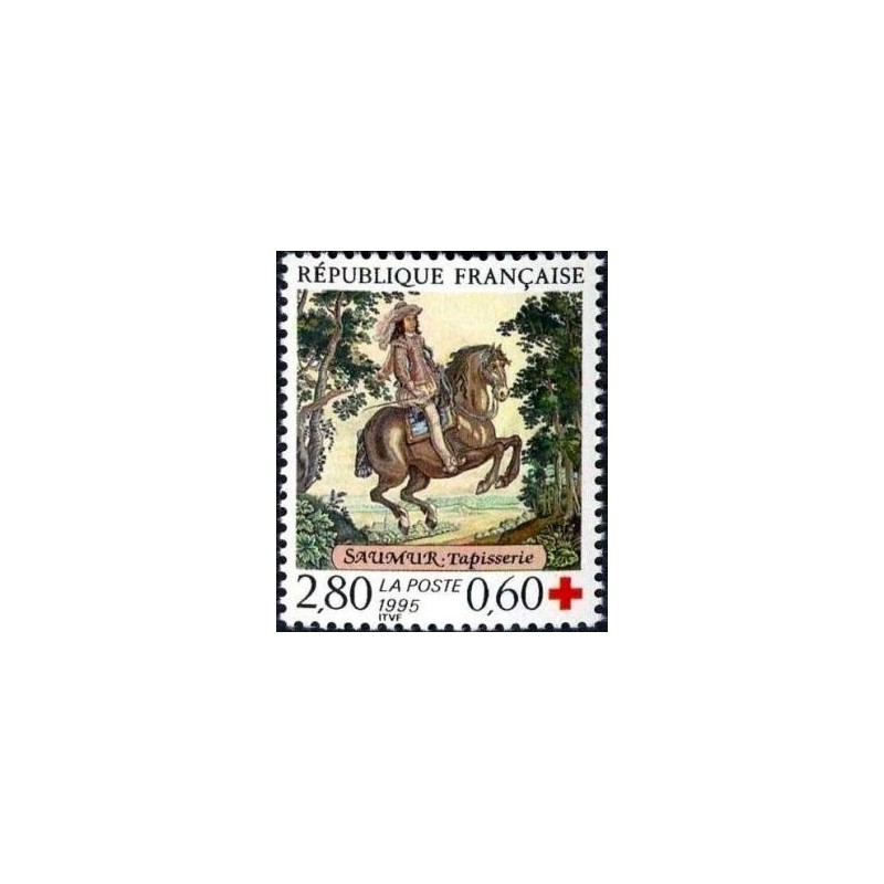 Timbre Yvert No 2946a Croix rouge, tapisserie de Saumur, issu de carnet