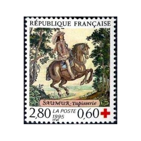 Timbre Yvert No 2946a Croix rouge, tapisserie de Saumur, issu de carnet