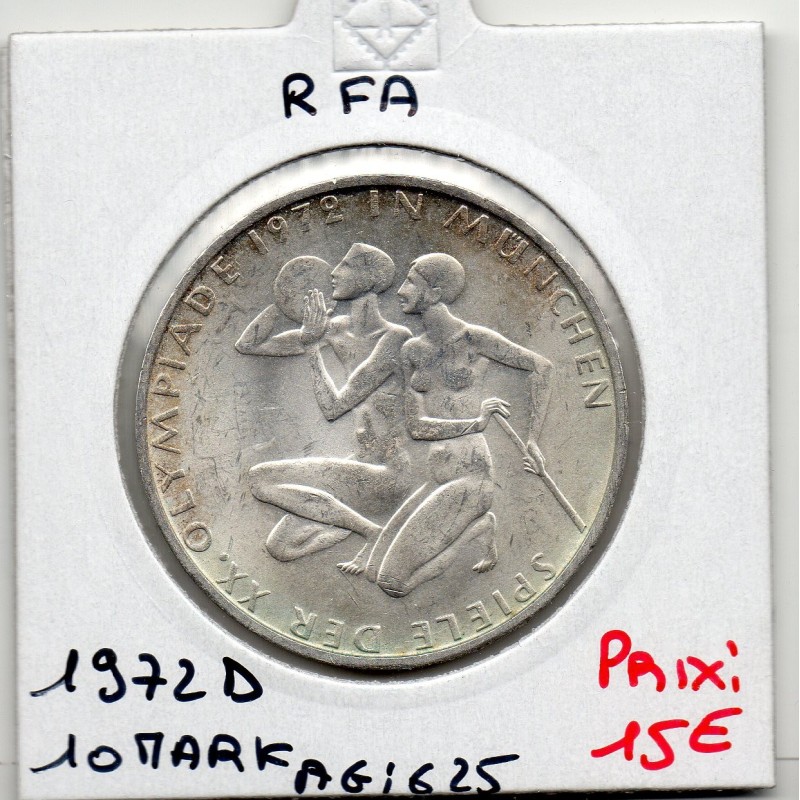 Allemagne RFA 10 deutche mark 1972 D, Sup KM 132pièce de monnaie
