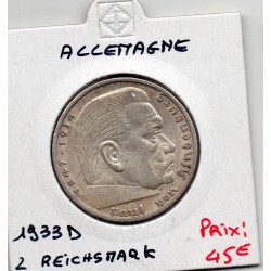 Allemagne 5 reichsmark 1933 D, Sup- KM 94 pièce de monnaie