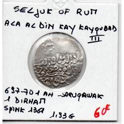 Seljuk de Rum Ala Al din Kaykubad III 1 Dirham 699AH TTB pièce de monnaie