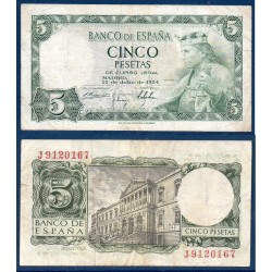 Espagne Pick N°146, TTB Billet de banque de 5 pesetas 1954