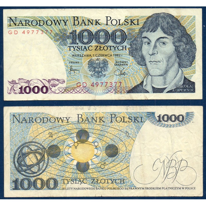 Pologne Pick N°146c, TTB Billet de banque de 1000 Zlotych 1982
