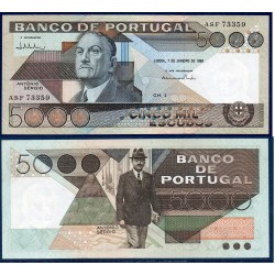 Portugal Pick N°182e, Billet de banque de 5000 Escudos 7.1.1986