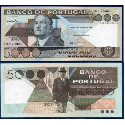 Portugal Pick N°182e, Billet de banque de 5000 Escudos 7.1.1986