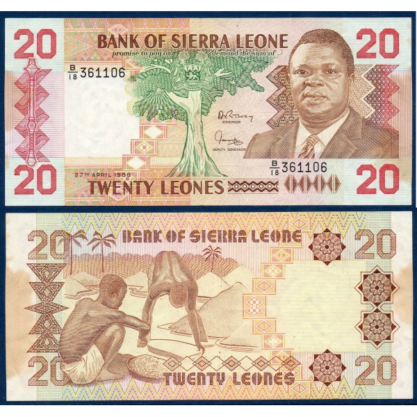 Sierra Leone Pick N°16, Billet de banque de 20 leones 1988