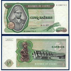 Zaire Pick N°21b, Spl Billet de banque de 5 Zaires 1977