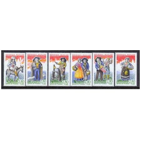 Timbre Yvert No 2976-2981 Série les santons de Provence, série personnages célèbres