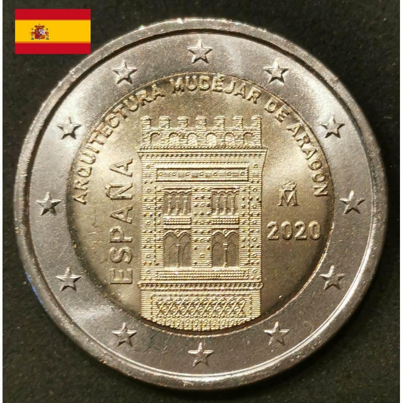 2 euros commémoratives Espagne 2020 Architecture mudéjare d'Aragon pieces de monnaie €