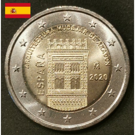2 euros commémoratives Espagne 2020 Architecture mudéjare d'Aragon pieces de monnaie €