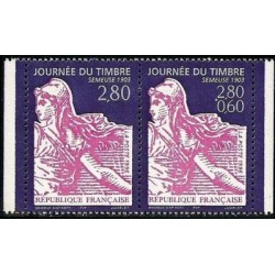 Timbre Yvert No P2991A  paire  journée du timbre la semeuse Issue de carnet