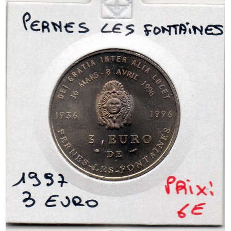 3 Euro de Pernes les Fontaines 1996 piece de monnaie € des villes