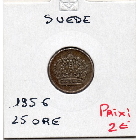 Suède 25 Ore 1956 Sup, KM 824 pièce de monnaie