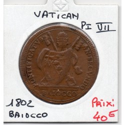Vatican Pius Pie VII 1 Baiocco 1802 TTB, KM 1267 pièce de monnaie