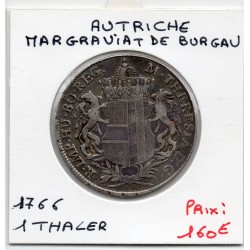 Autriche Burgau 1 Thaler 1766 TTB, KM 16 pièce de monnaie