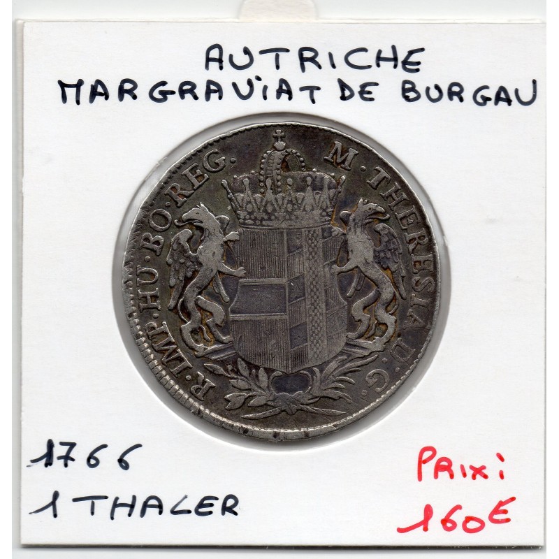 Autriche Burgau 1 Thaler 1766 TTB, KM 16 pièce de monnaie