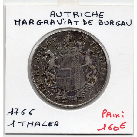 Autriche Burgau 1 Thaler 1766 TTB, KM 16 pièce de monnaie
