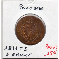 Pologne 3 Grosze 1811 IS TB, KM C 82 pièce de monnaie