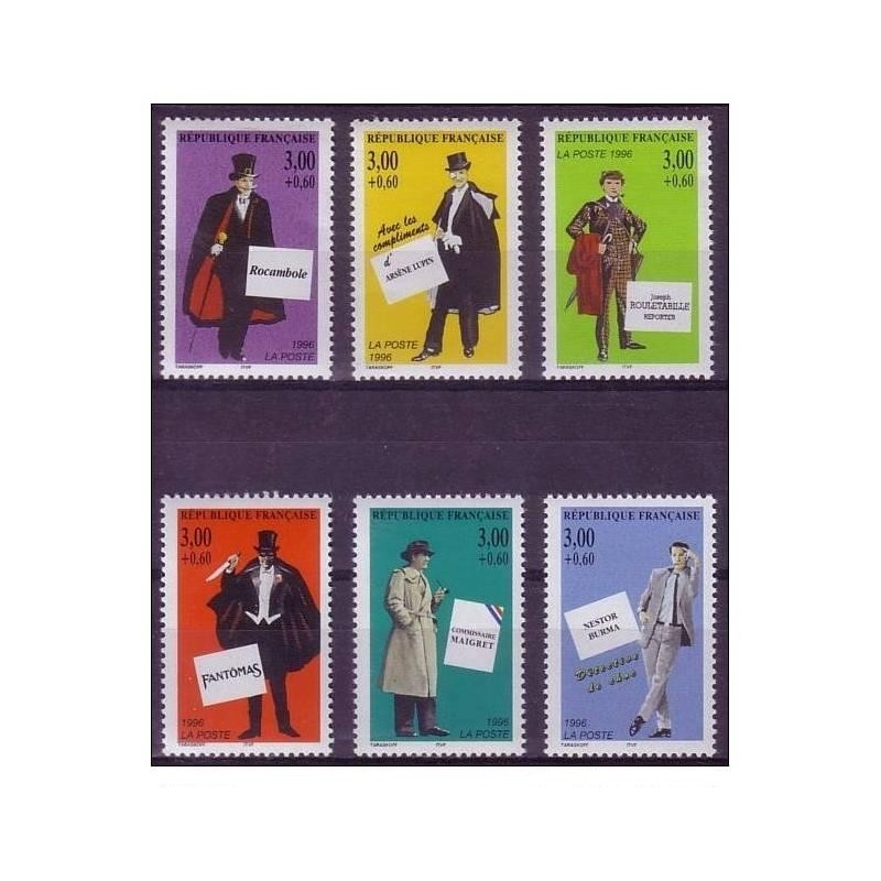 Timbres Yvert No 3025-3030 Héros français du roman policier