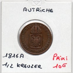 Autriche 1/2 kreuzer 1816 A Vienne TTB-, KM 2110 pièce de monnaie