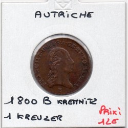 Autriche 1 kreuzer 1800 B Kremnitz TTB+, KM 2111 pièce de monnaie