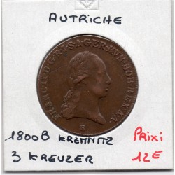 Autriche 3 kreuzer 1800 B Kremnitz TTB, KM 2115 pièce de monnaie