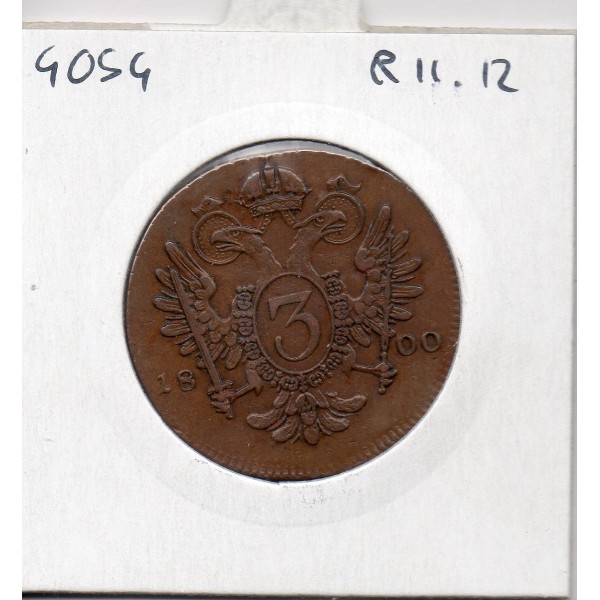 Autriche 3 kreuzer 1800 S Schmollnitz TTB, KM 2115 pièce de monnaie