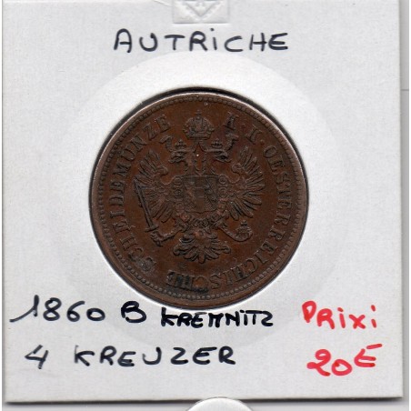 Autriche 4 kreuzer 1861 B kremnitz TRB, KM 2194 pièce de monnaie