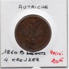 Autriche 4 kreuzer 1861 B kremnitz TRB, KM 2194 pièce de monnaie