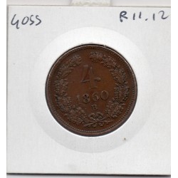 Autriche 4 kreuzer 1861 B kremnitz TRB, KM 2194 pièce de monnaie