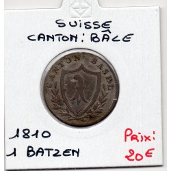 Suisse Canton Bâle Basel 1 Batzen 1810 TB+, KM 196 pièce de monnaie