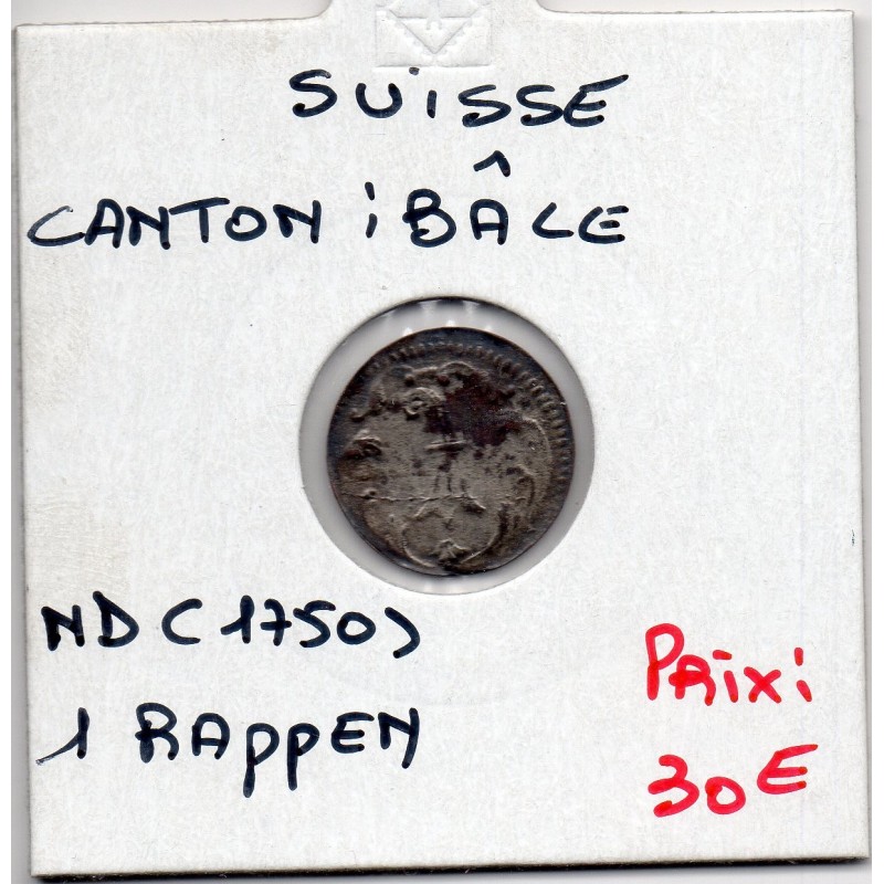 Suisse Canton Bâle 1 rappen 1750 Sup, KM 154 pièce de monnaie