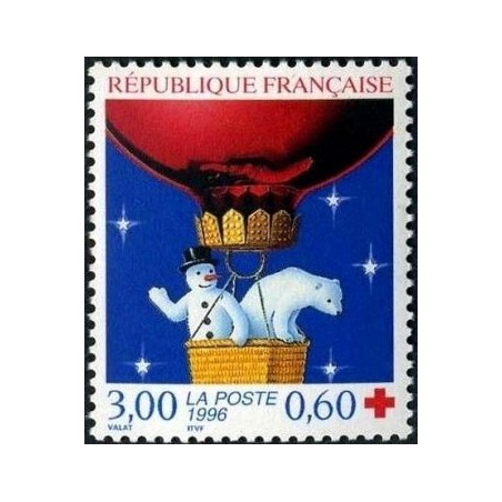 Timbre Yvert No 3039 Croix rouge de feuille Ours blanc