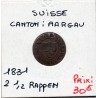 Suisse Canton Argovie Aargau 2 1/2 Rappen 1831 TTB, KM 25 pièce de monnaie
