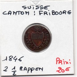Suisse Canton Fribourg 2 1/2 Rappen 1846 TTB, KM 91 pièce de monnaie
